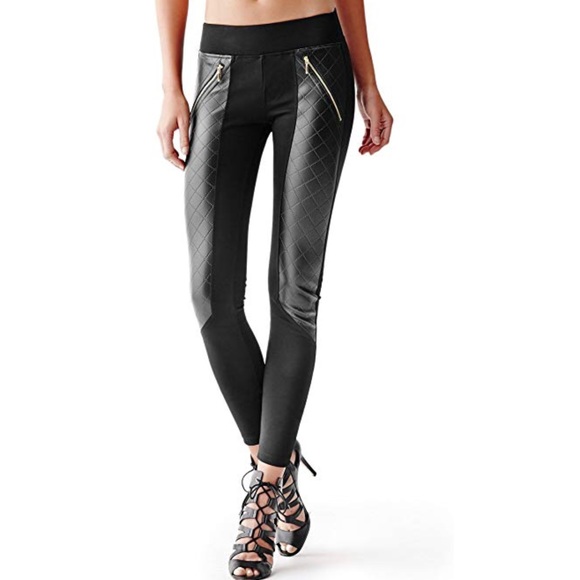 GUESS faux leather quilted zip leggings limited - Picture 2 of 8